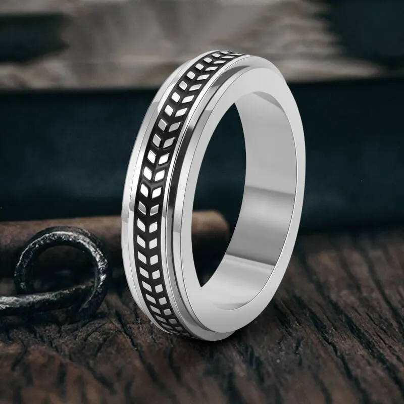 Olive Leaf Stainless Steel Spinner Ring sold by GTHIC