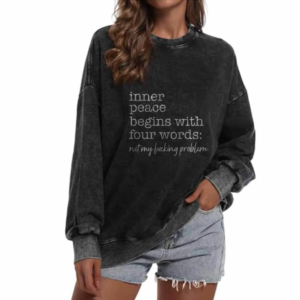 Inner Peace Begins With Vintage Washed Sweatshirt sold by GTHIC