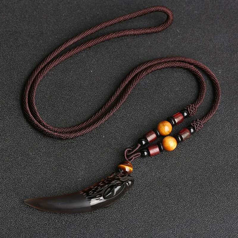 Wolf Tooth Obsidian Amulet Pendant Necklace sold by GTHIC product image thumbnail 5