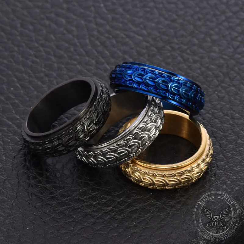 Personalized Dragon Scale Titanium Steel Spinner Ring sold by GTHIC