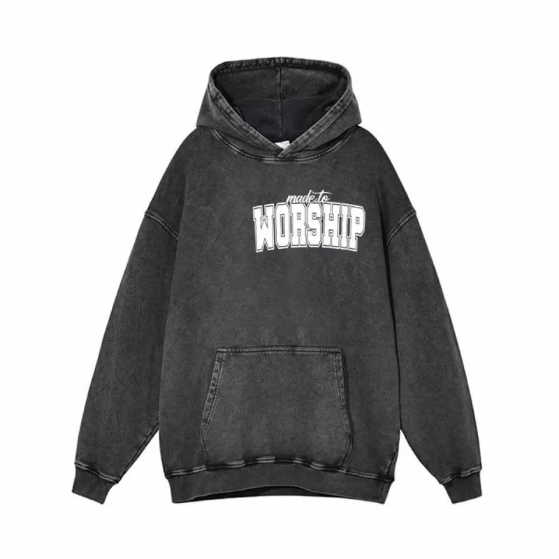 Made to Worship Letters Vintage Washed Hoodie sold by GTHIC