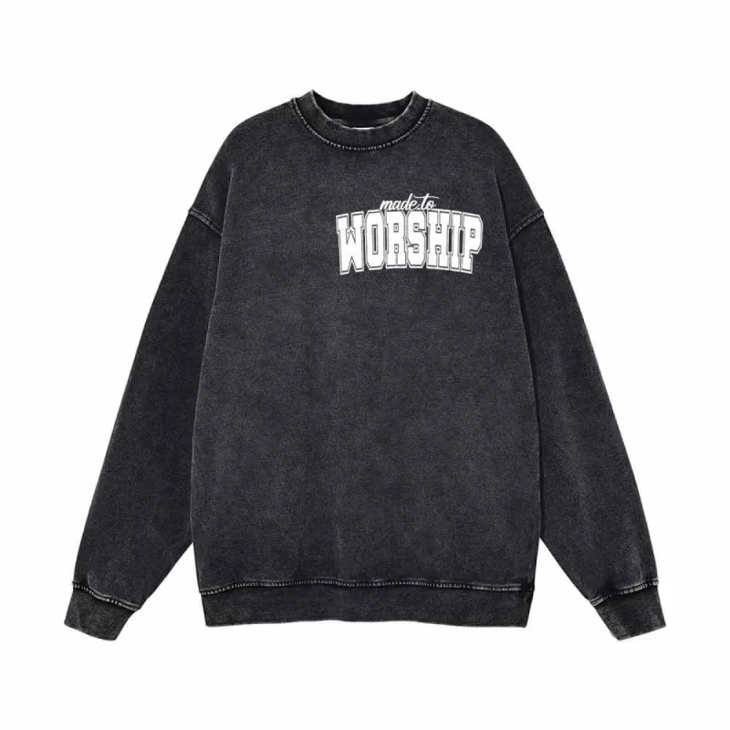 Made to Worship Letters Vintage Washed Sweatshirt sold by GTHIC