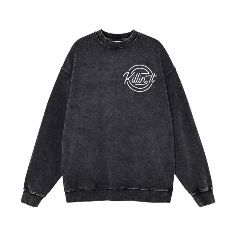 Killin It Round Print Vintage Washed Sweatshirt sold by GTHIC