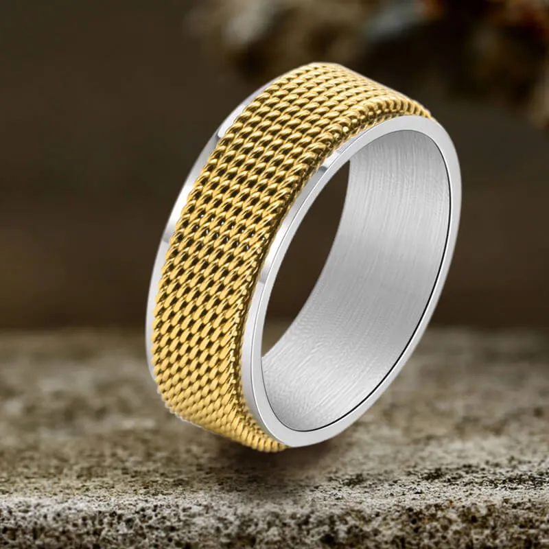 Minimalist Mesh Woven Stainless Steel Spinner Ring sold by GTHIC product image thumbnail 4