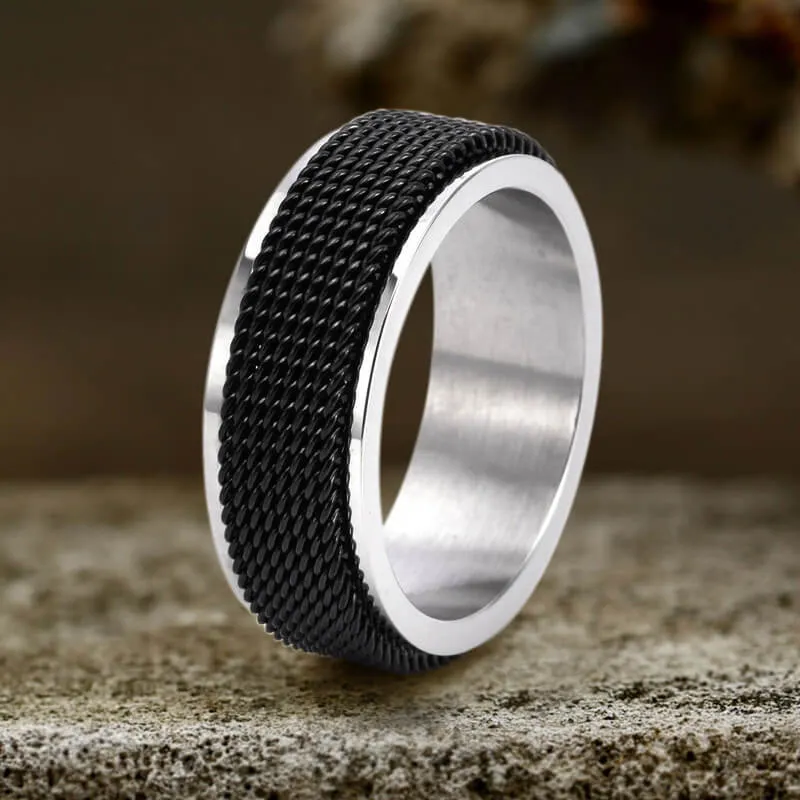 Minimalist Mesh Woven Stainless Steel Spinner Ring sold by GTHIC product image thumbnail 5
