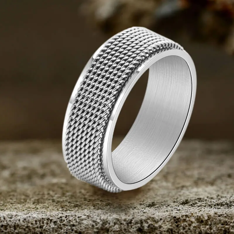 Minimalist Mesh Woven Stainless Steel Spinner Ring sold by GTHIC