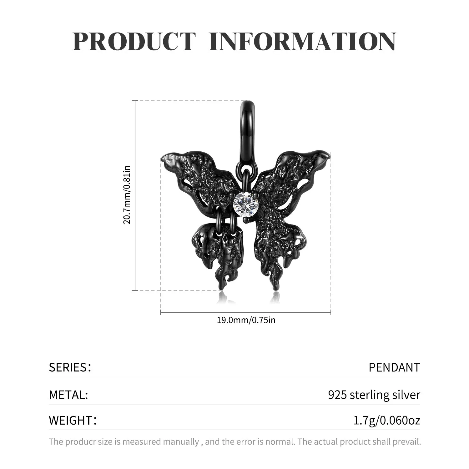 Gothic Liquid Butterfly Zircon S925 Silver Pendant sold by GTHIC product image thumbnail 3