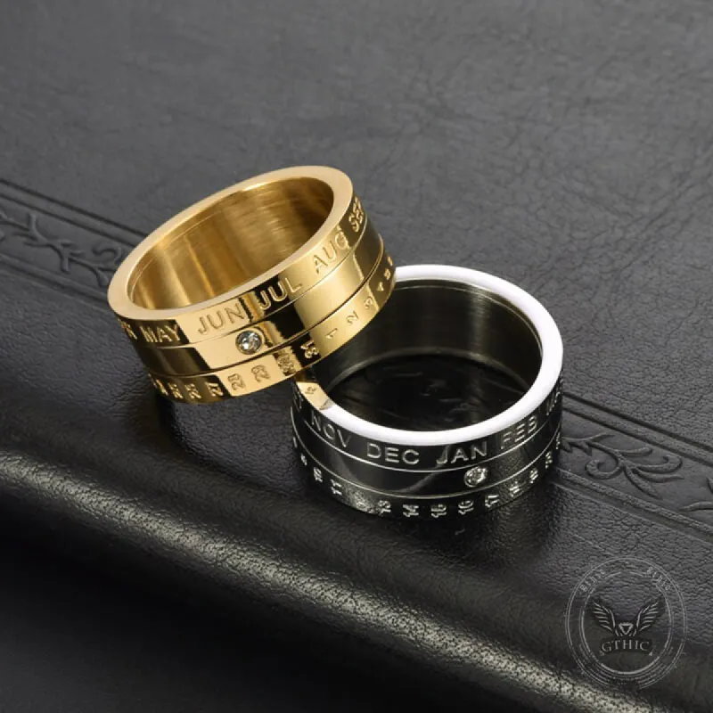 Calendar Diamond Stainless Steel Spinner Ring sold by GTHIC