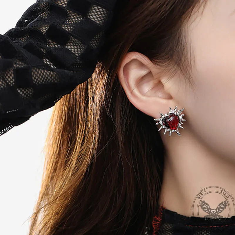 Gothic Thorns Heart Four Pointed Star Alloy Earrings sold by GTHIC product image thumbnail 3
