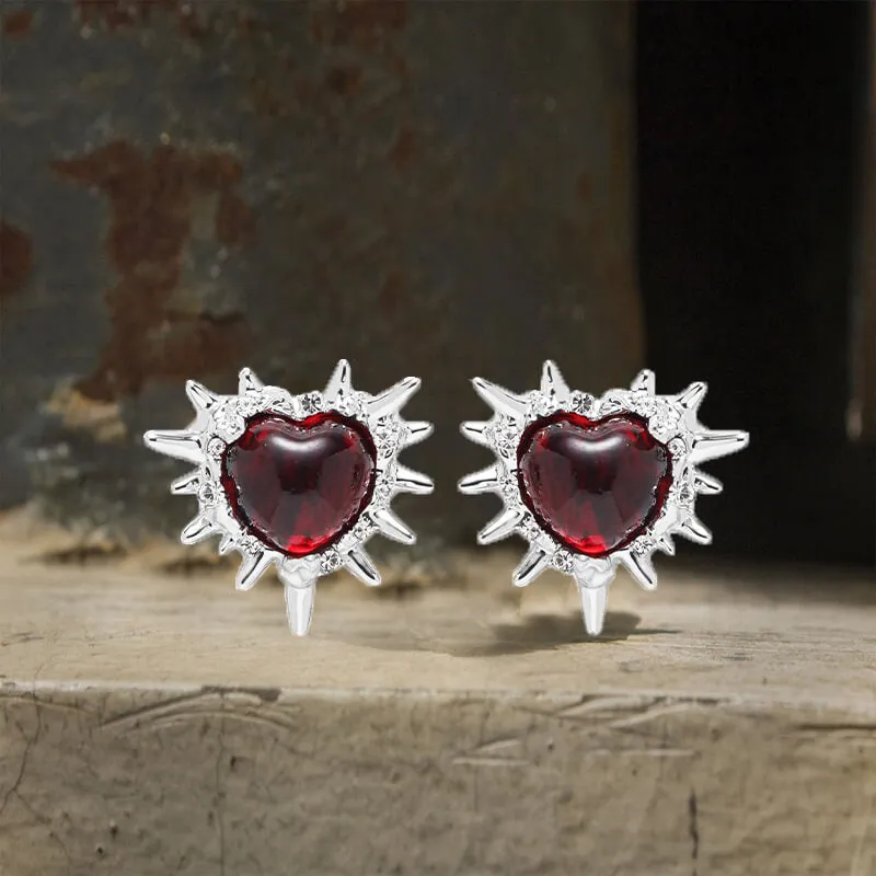 Gothic Thorns Heart Four Pointed Star Alloy Earrings sold by GTHIC product image thumbnail 4