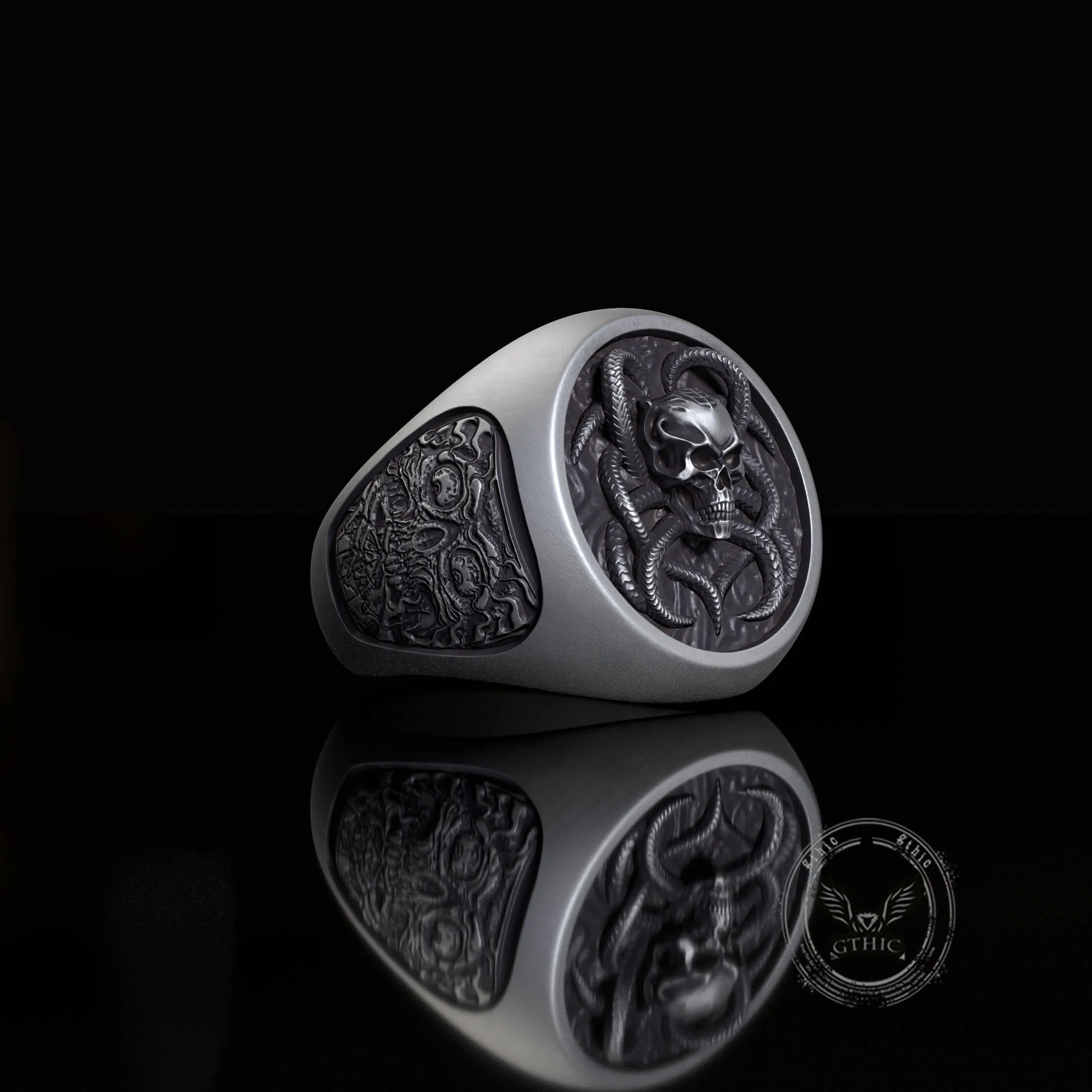 Vintage Demon Skull Silver Ring sold by GTHIC product image thumbnail 4