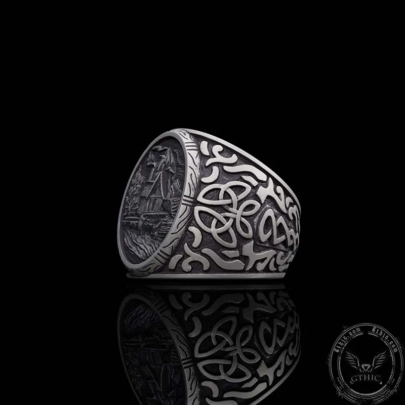 Viking Village Celtic Knot Pattern Sterling Silver Ring sold by GTHIC product image thumbnail 4