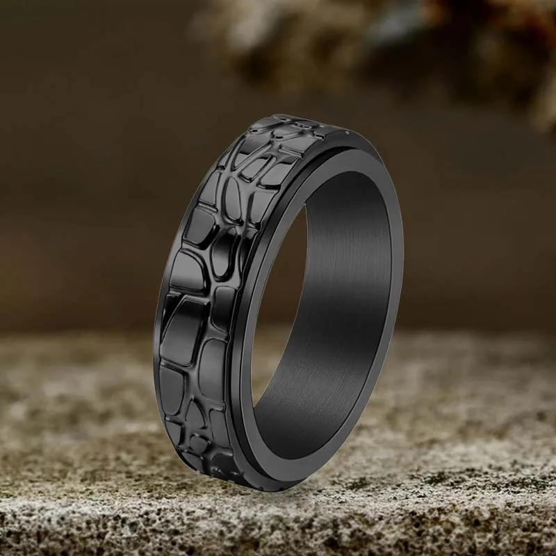 Simple Stone Texture Stainless Steel Spinner Ring sold by GTHIC product image thumbnail 4