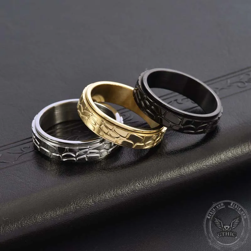 Simple Stone Texture Stainless Steel Spinner Ring sold by GTHIC product image thumbnail 5