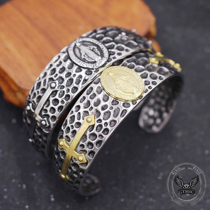 Virgin Mary Angel Cross Stainless Steel Cuff Bracelet sold by GTHIC product image thumbnail 4