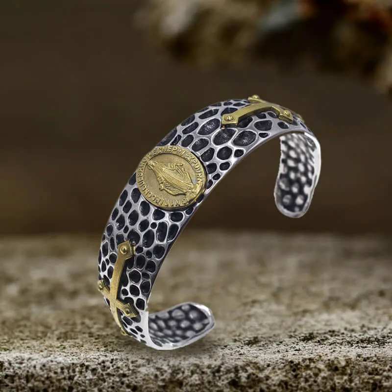 Virgin Mary Angel Cross Stainless Steel Cuff Bracelet sold by GTHIC product image thumbnail 3