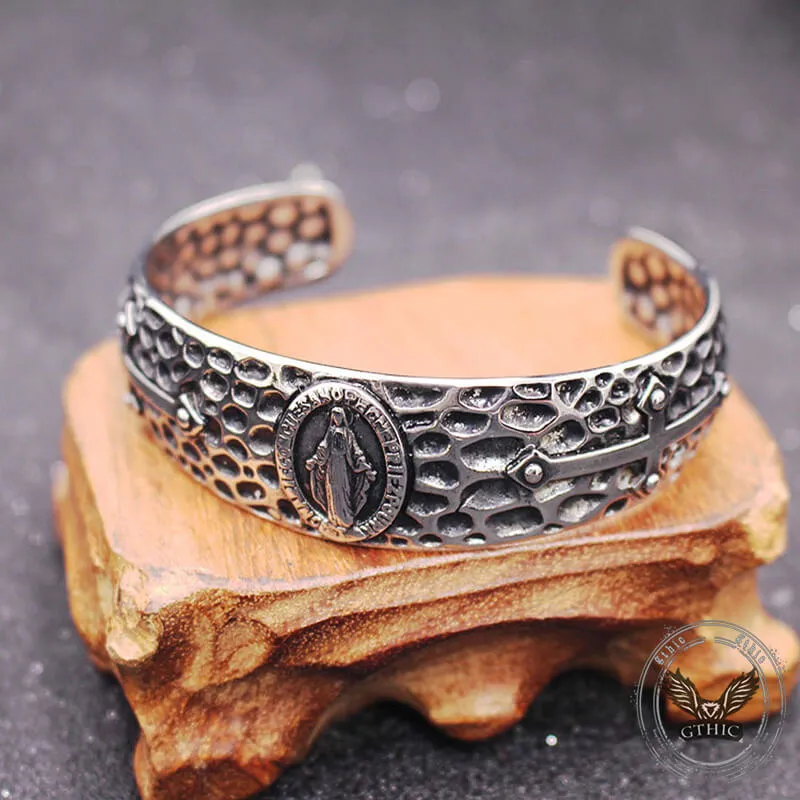 Virgin Mary Angel Cross Stainless Steel Cuff Bracelet sold by GTHIC product image thumbnail 5
