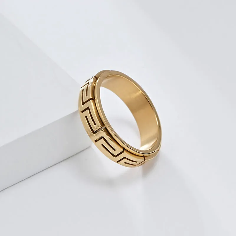 Minimalist Great Wall Pattern Stainless Steel Spinner Ring sold by GTHIC product image thumbnail 5