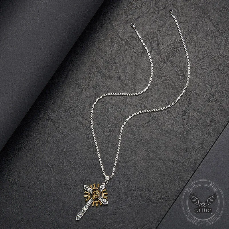 Skull Cross Stainless Steel Pendant Necklace sold by GTHIC product image thumbnail 5