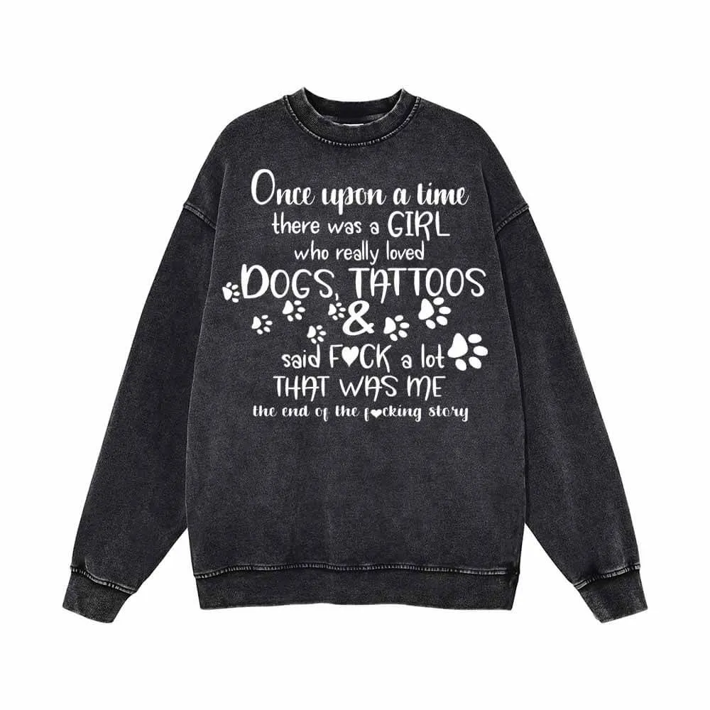 Dogs And Tattoos Letters Vintage Washed Sweatshirt sold by GTHIC