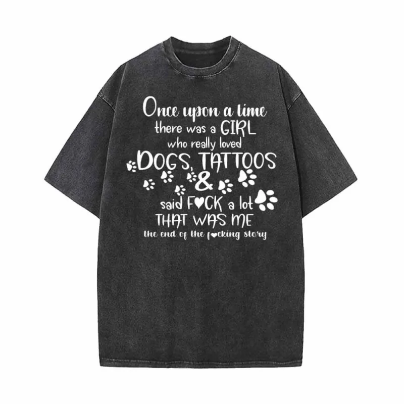 Dogs And Tattoos Letters Vintage Washed T-shirt sold by GTHIC