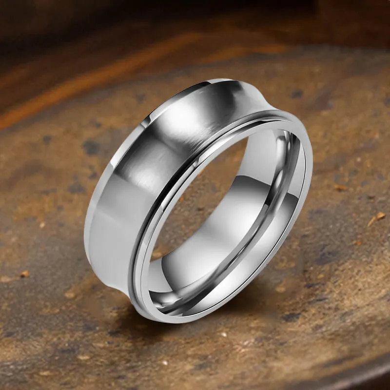 Simple Concave Arc Design Stainless Steel Spinner Ring sold by GTHIC