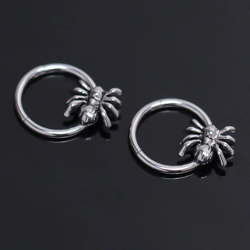 Creative Spider Stainless Steel Hoop Earrings sold by GTHIC