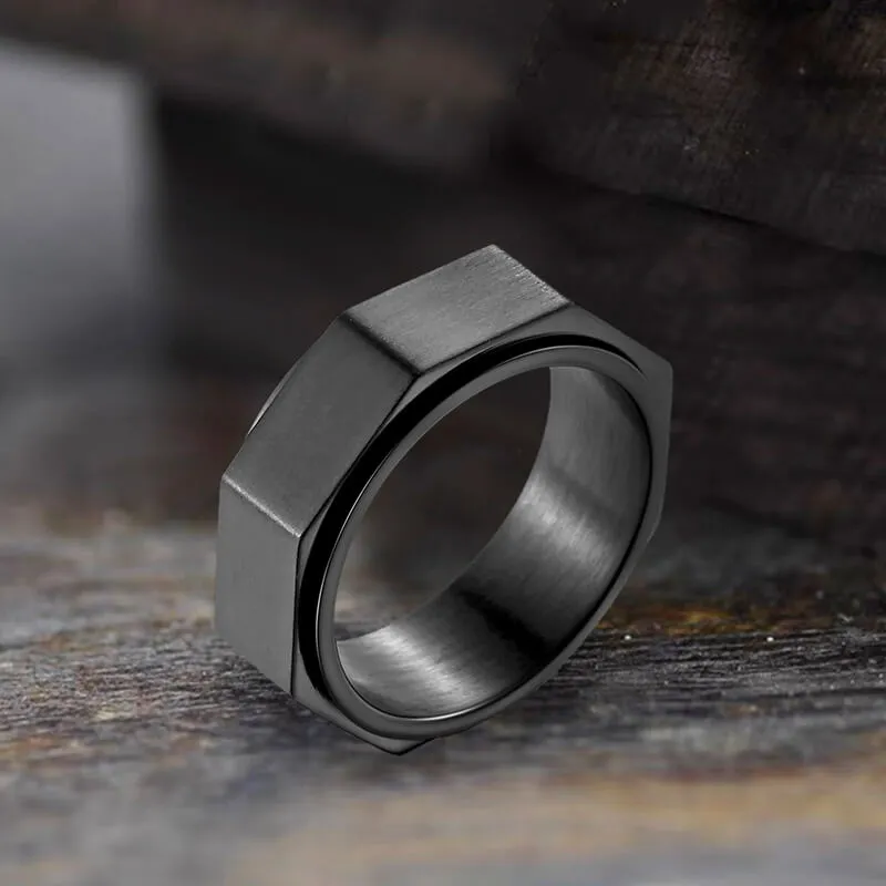 Minimalist Octagonal Nut Stainless Steel Spinner Ring sold by GTHIC product image thumbnail 5