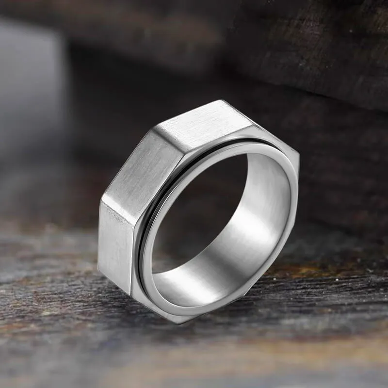 Minimalist Octagonal Nut Stainless Steel Spinner Ring sold by GTHIC product image thumbnail 4