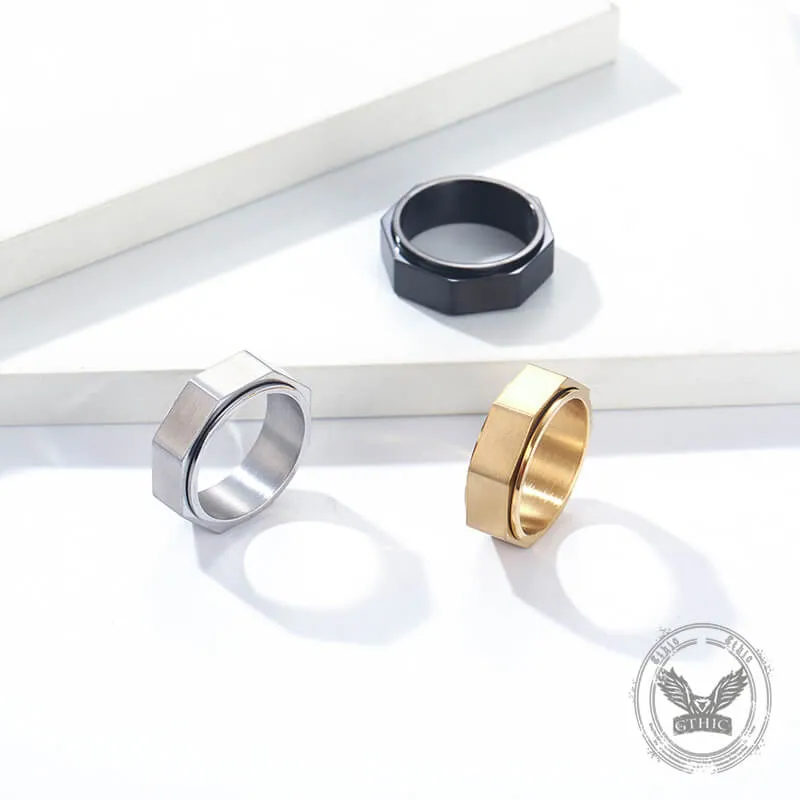 Minimalist Octagonal Nut Stainless Steel Spinner Ring sold by GTHIC