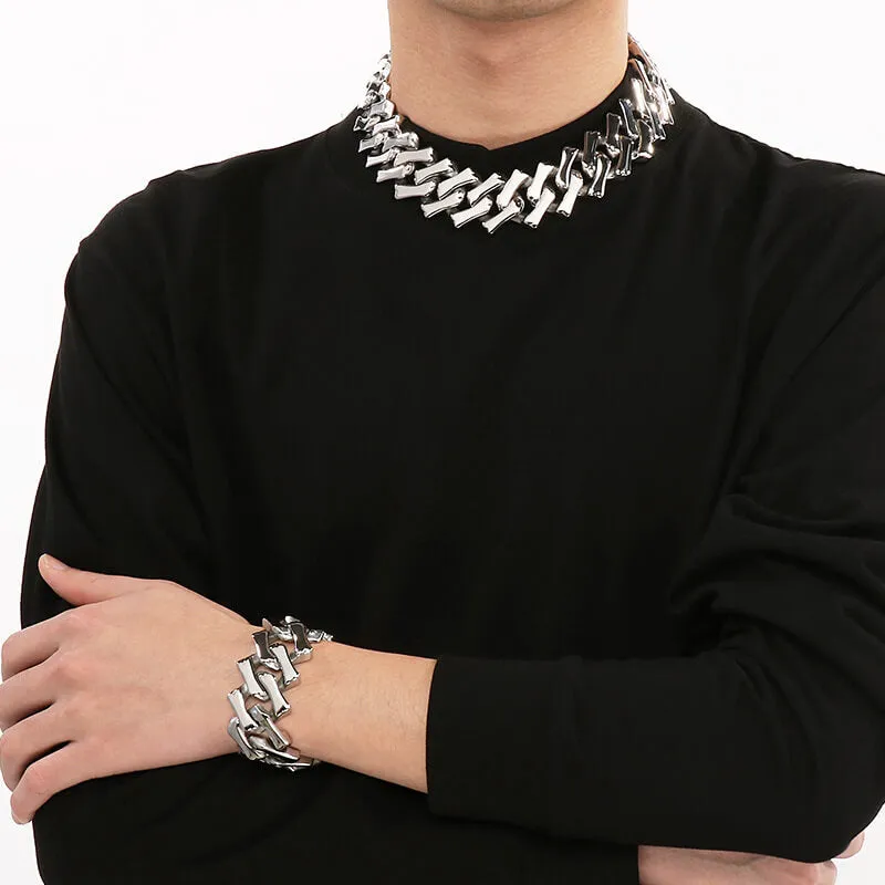 Punk Rhombus Cuban Chain Stainless Steel Bracelet sold by GTHIC product image thumbnail 2