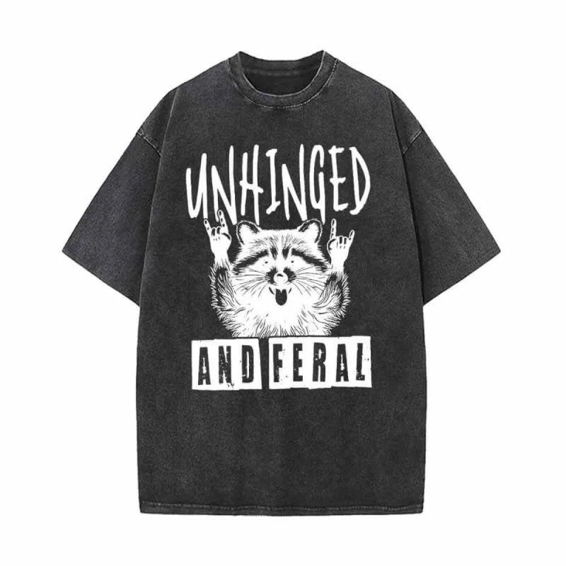 Unhinged And Feral Raccoon Vintage Washed T-shirt sold by GTHIC