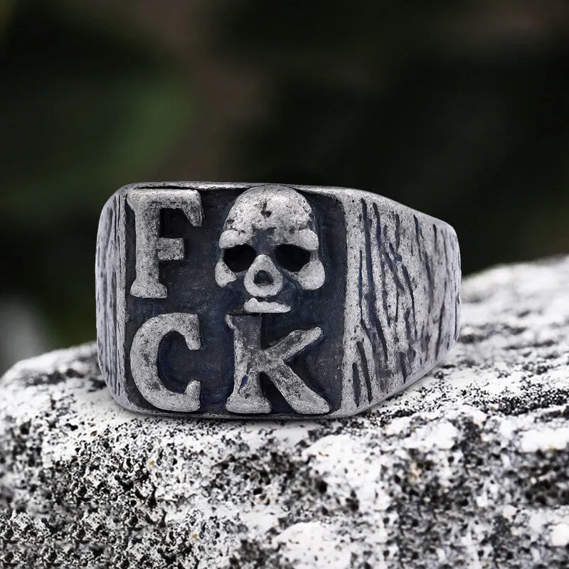 Gothic English Letter Skull Stainless Steel Ring sold by GTHIC