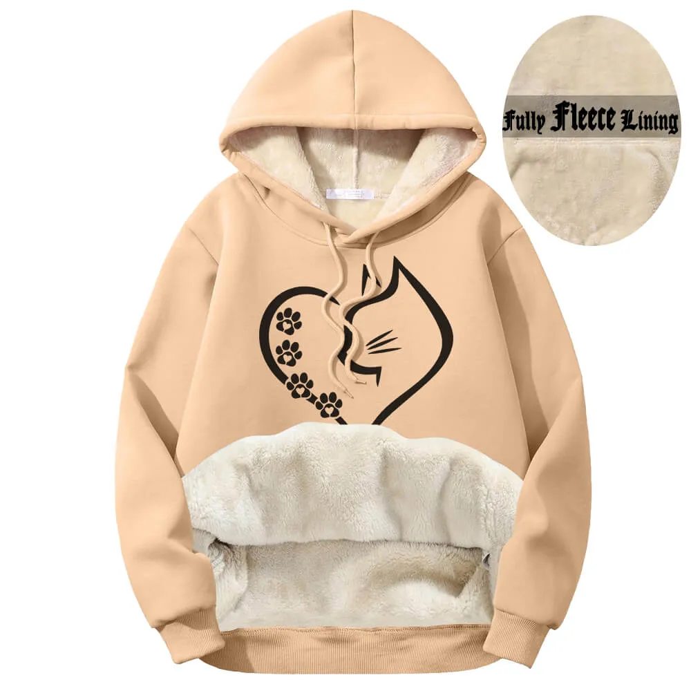 Cat In Heart Pattern Warm Fleece Sherpa Lined Hoodie sold by GTHIC product image thumbnail 3