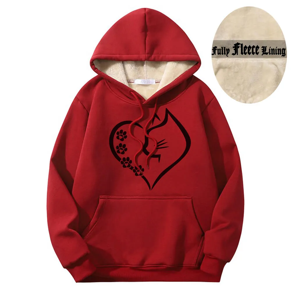Cat In Heart Pattern Warm Fleece Sherpa Lined Hoodie sold by GTHIC product image thumbnail 4
