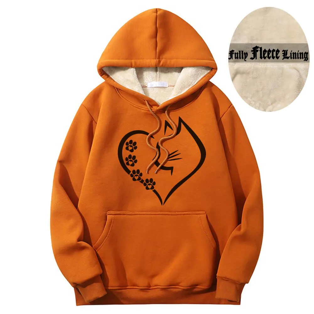 Cat In Heart Pattern Warm Fleece Sherpa Lined Hoodie sold by GTHIC product image thumbnail 5