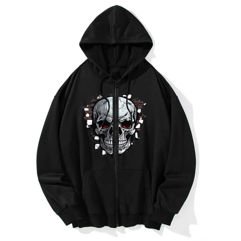 Gothic Skull In The Wall Print Hoodie Coat sold by GTHIC