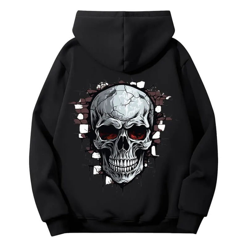 Gothic Skull In The Wall Print Hoodie Coat sold by GTHIC product image thumbnail 2