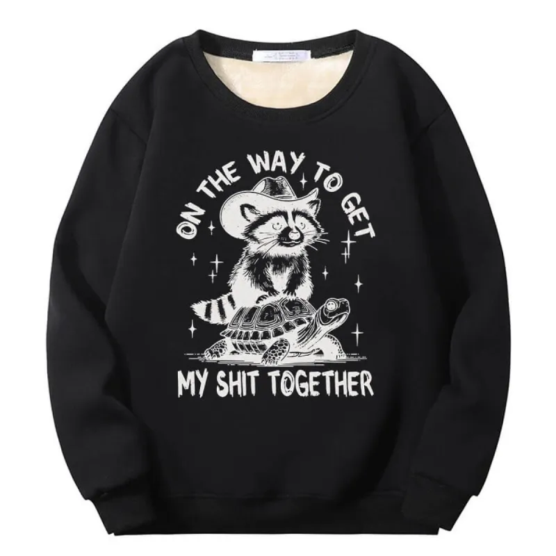 On The Way To Get Raccoon and Turtle Fleece Sweatshirt sold by GTHIC