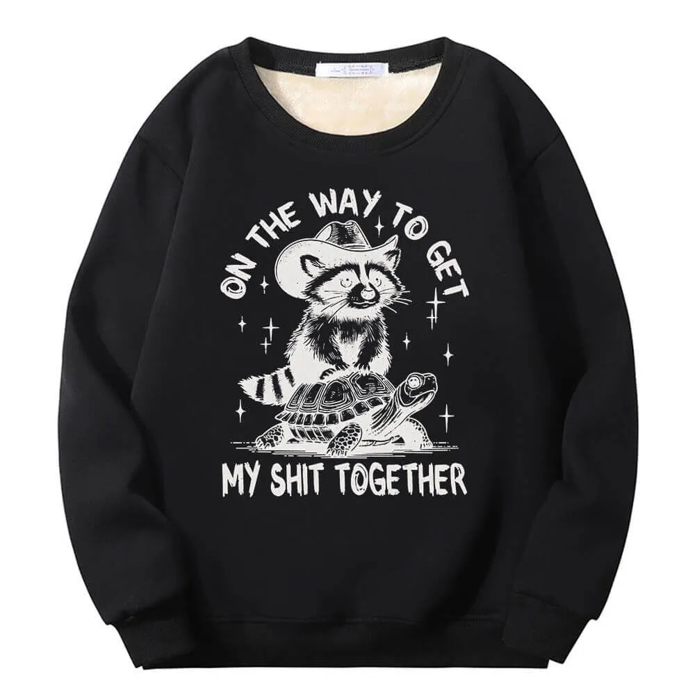 On The Way To Get Raccoon and Turtle Fleece Sweatshirt sold by GTHIC
