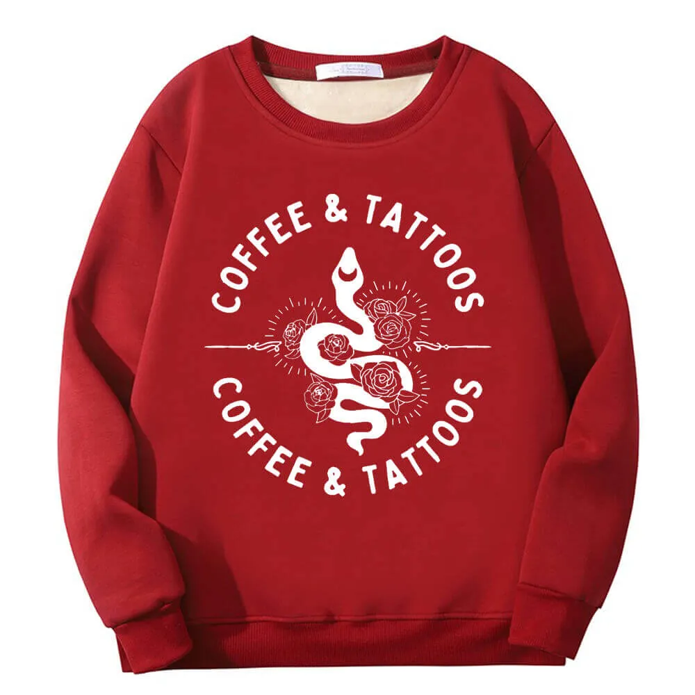 Coffee and Tattoos Snake Rose Fleece Sherpa Sweatshirt sold by GTHIC product image thumbnail 5