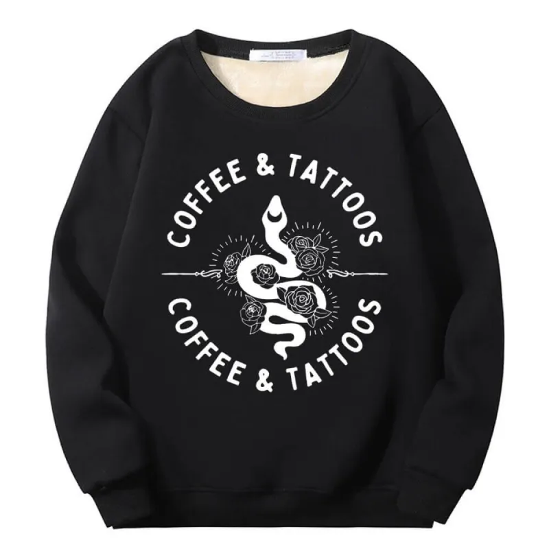 Coffee and Tattoos Snake Rose Fleece Sherpa Sweatshirt sold by GTHIC