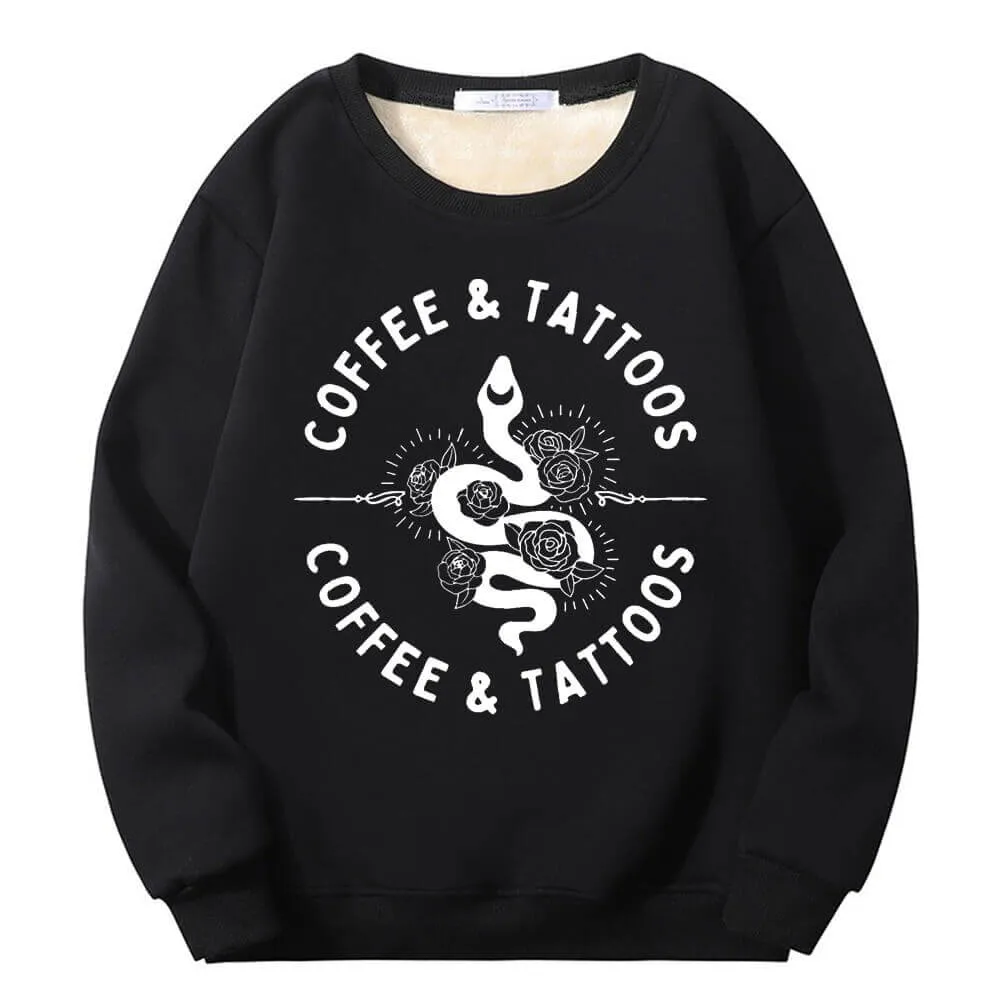 Coffee and Tattoos Snake Rose Fleece Sherpa Sweatshirt sold by GTHIC