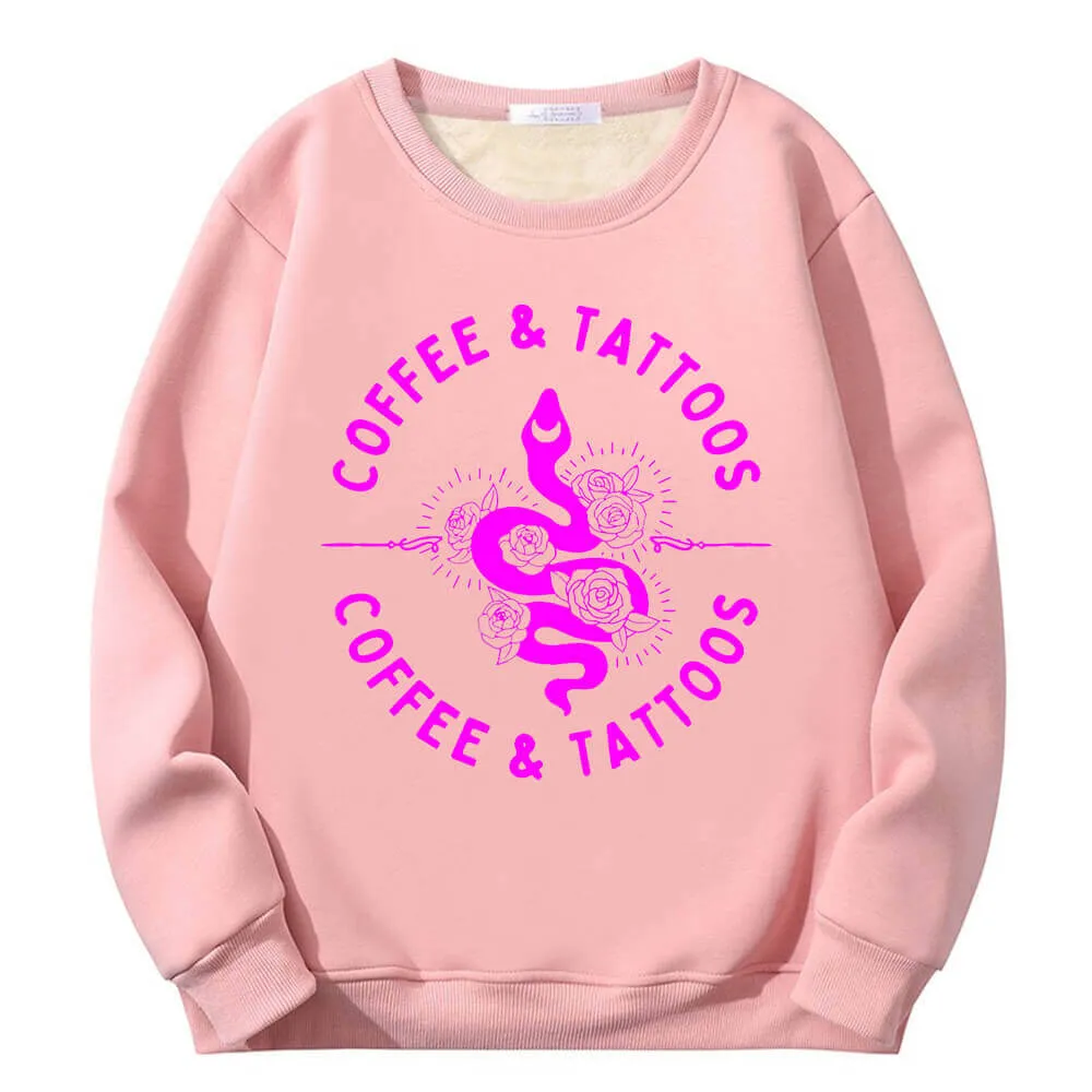 Coffee and Tattoos Snake Rose Fleece Sherpa Sweatshirt sold by GTHIC product image thumbnail 4