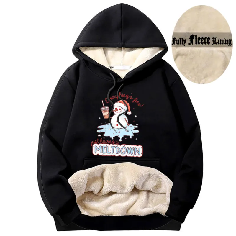 Just Having A Meltdown Snowman Fleece Sherpa Hoodie sold by GTHIC