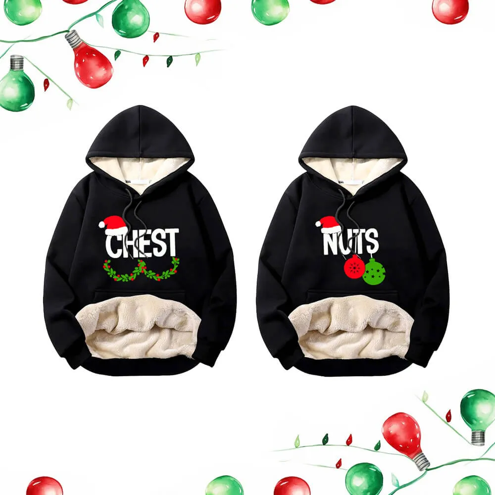 Chest And Nuts Fleece Sherpa Christmas Couple Hoodie sold by GTHIC