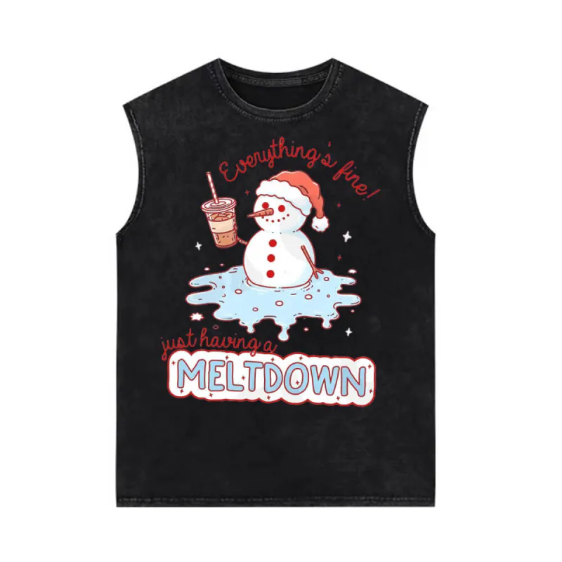 Just Having A Meltdown Snowman Vintage Washed Vest Top sold by GTHIC
