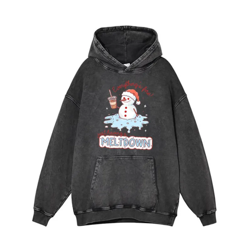 Just Having A Meltdown Snowman Vintage Washed Hoodie sold by GTHIC