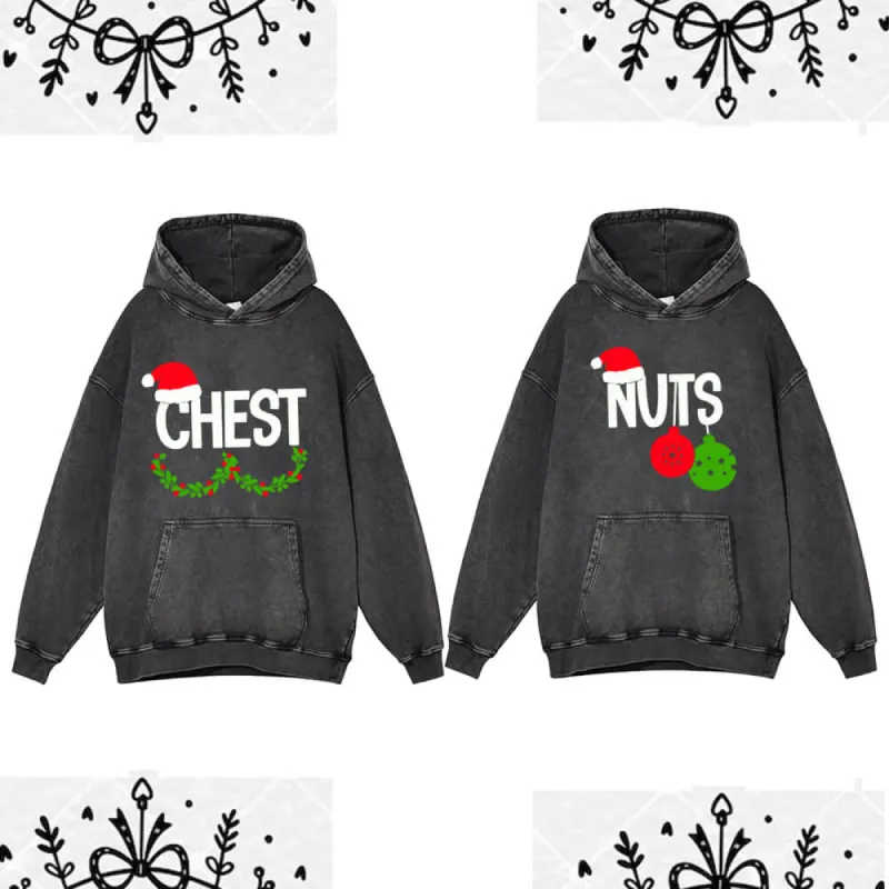 Chest And Nuts Vintage Washed Christmas Couple Hoodie sold by GTHIC