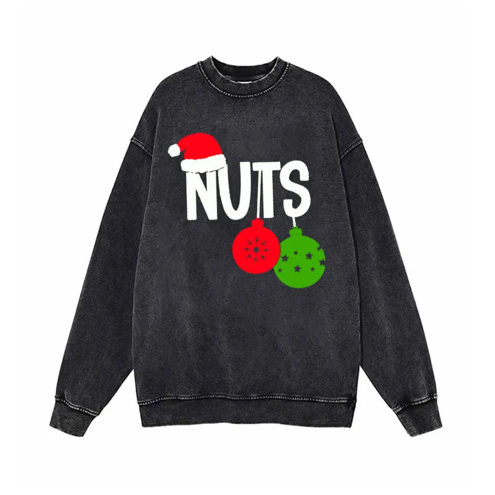 Chest And Nuts Vintage Washed Christmas Couple Sweatshirt sold by GTHIC product image thumbnail 3